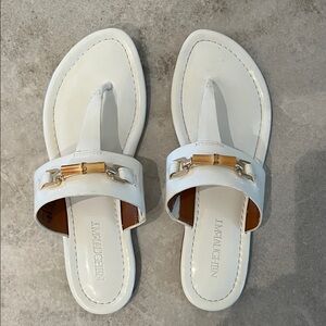 J. McLaughlin Nora White Sandals with Bamboo Detail